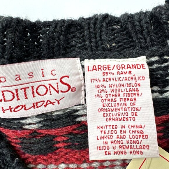 Vintage Christmas Fair Isle Wool Blend Sweater Womens Large Pullover Holiday NEW - Picture 3 of 13